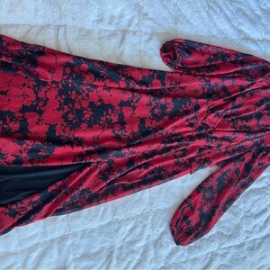 Red and Black Floral Dress